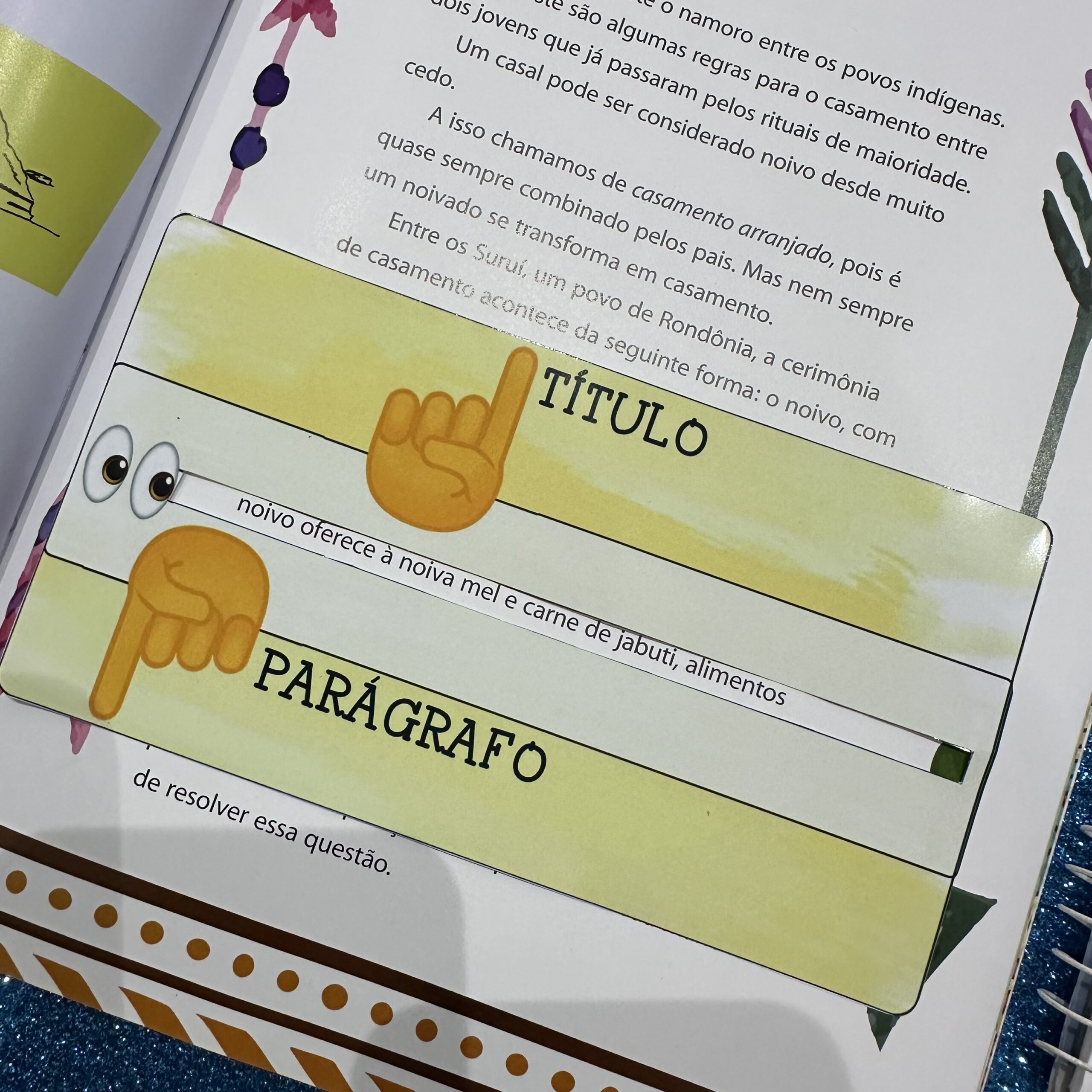 Régua para leitura, parágrafo e título.
