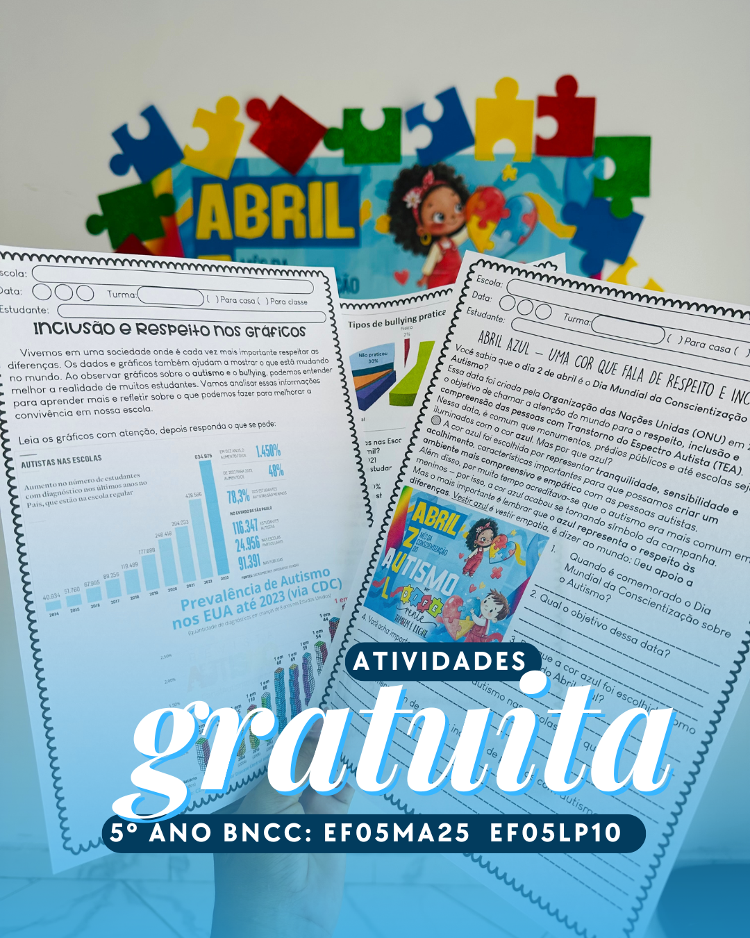 Atividades Gratuitas Conscientização sobre o Autismo e Combate ao Bullying