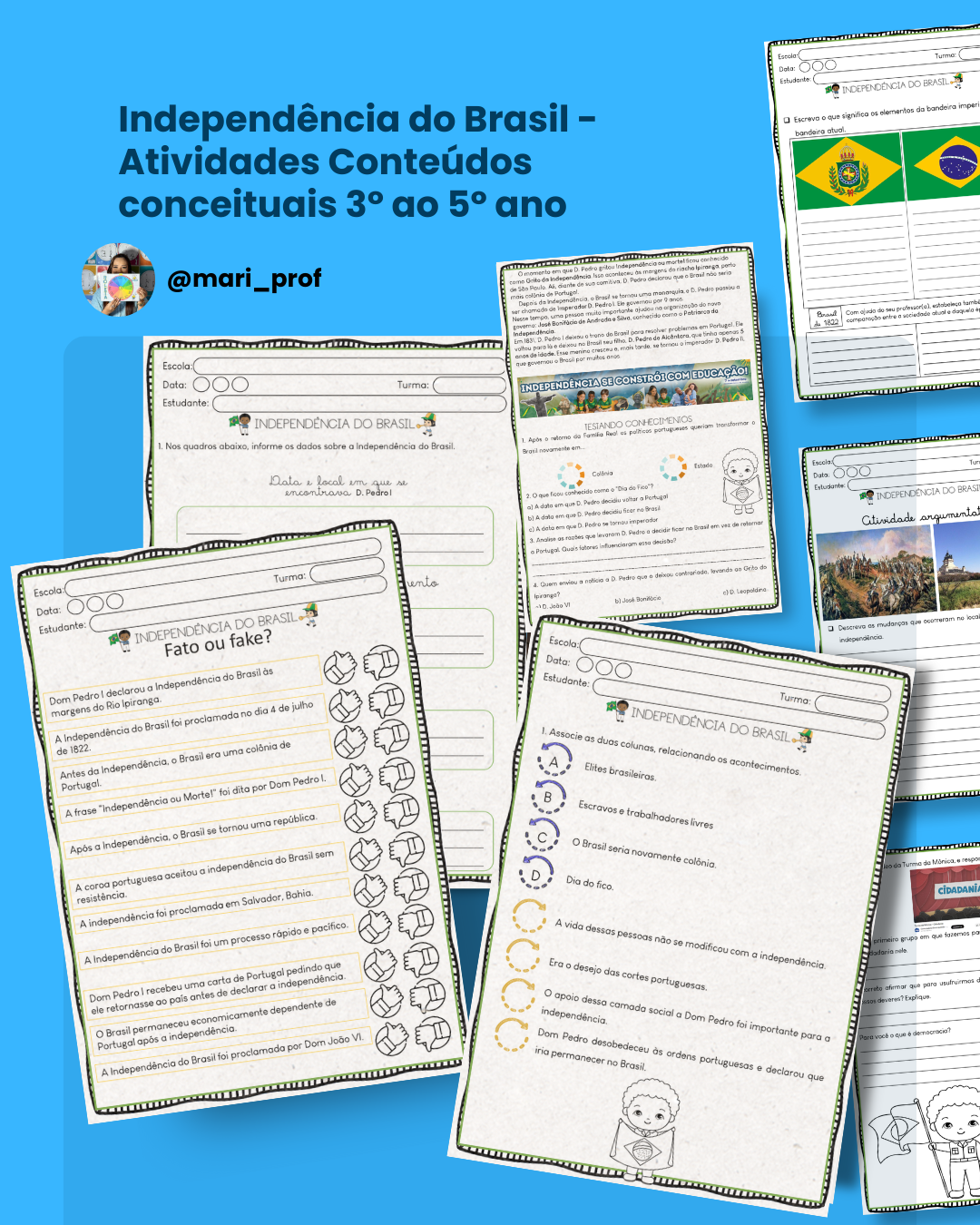 Independência do Brasil - Atividades Conteúdos conceituais 3º ao 5º ano