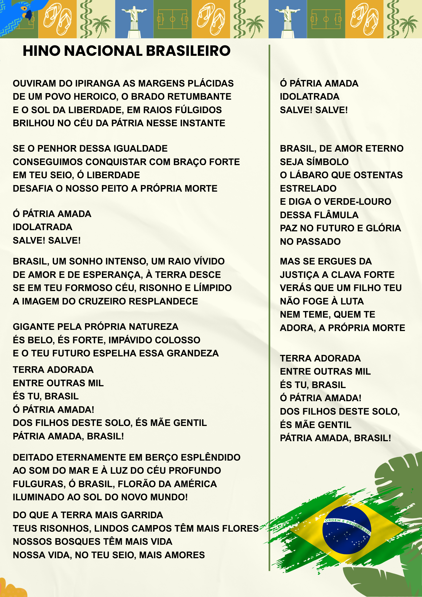 Independência do Brasil – Cartaz HINO NACIONAL BRASILEIRO