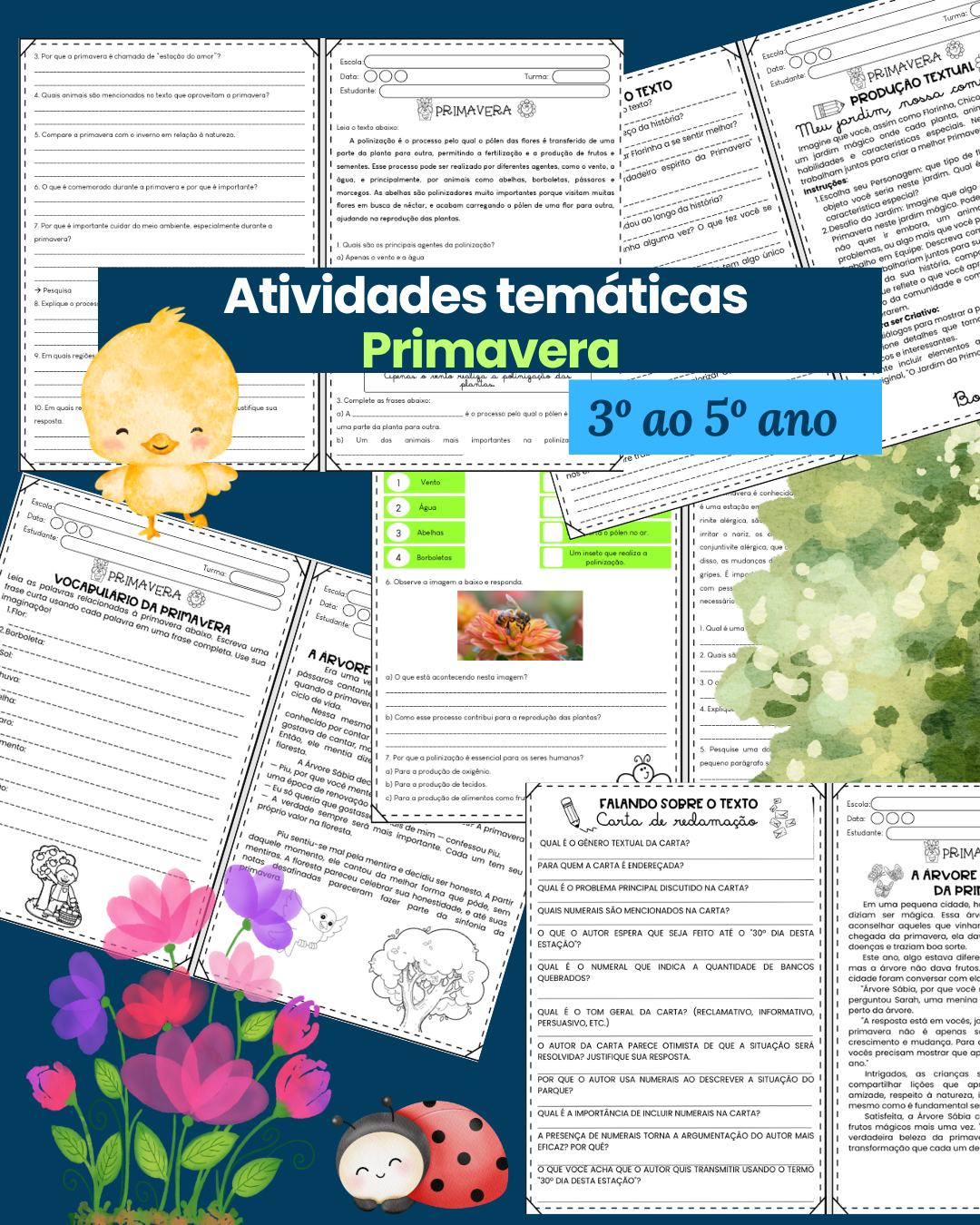 Atividades de Primavera para 3º 4º e 5º ano  LP CI