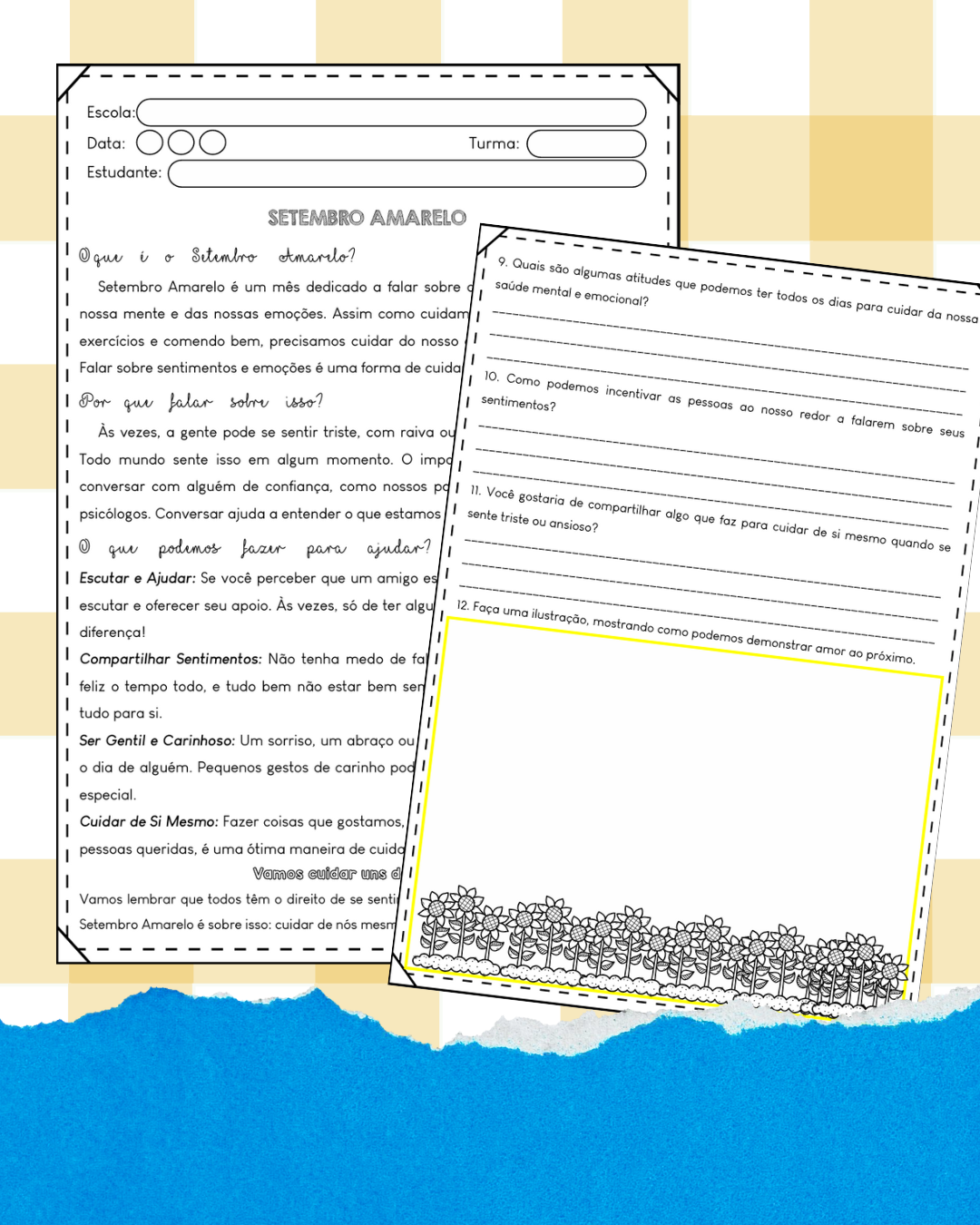 Setembro amarelo - Atividades pedagógicas gratuitas 1º ao 5º ano