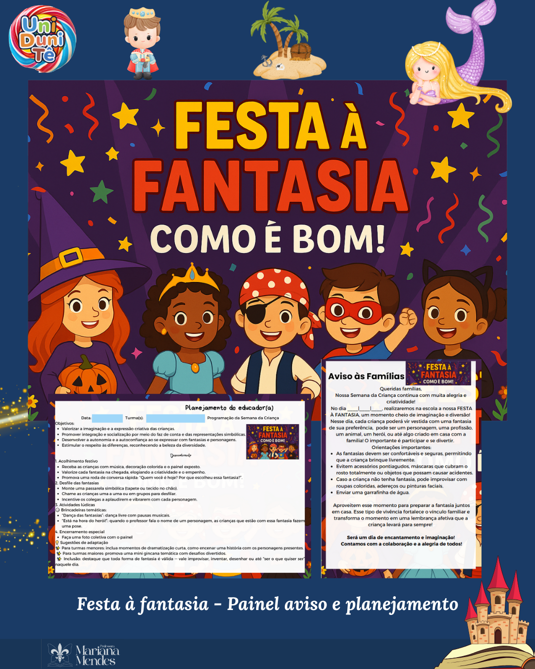 Kit Festa à Fantasia – Painel, Aviso e Planejamento Programação Dia das Crianças