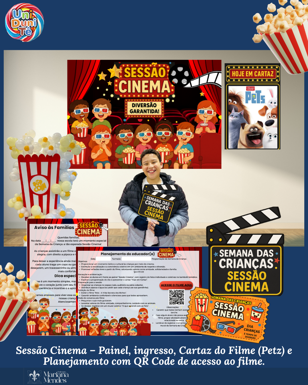 Kit Sessão Cinema – Painel, Cartaz do Filme e Planejamento  Programação Dia das Crianças